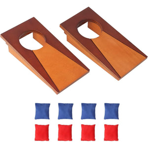 Mini Tabletop Cornhole Toss Game Set with 8 Bean Bags Wooden Office Desktop Corn Hole 10"x5"