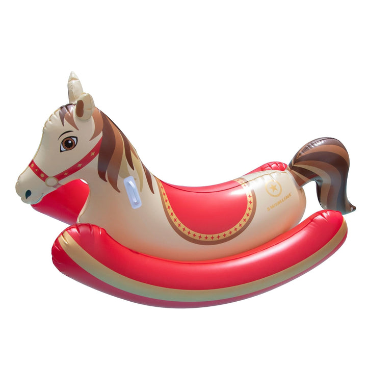 86" Brown and Red Hobby Horse Rocker Inflatable Swimming Pool Ride-on Float Multi Color