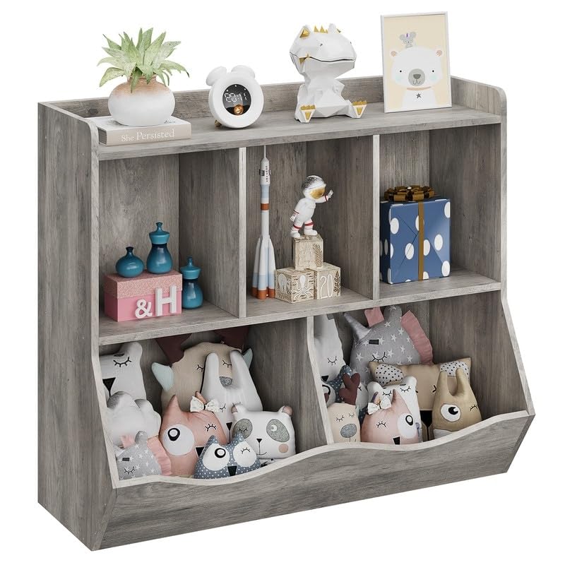 Toy Storage Cabinet Grey Modern Contemporary Wood Finish