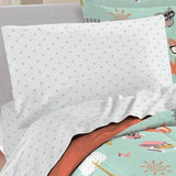 Kids Unisex Mint Orange Woodland Comforter Twin Set Green Safari