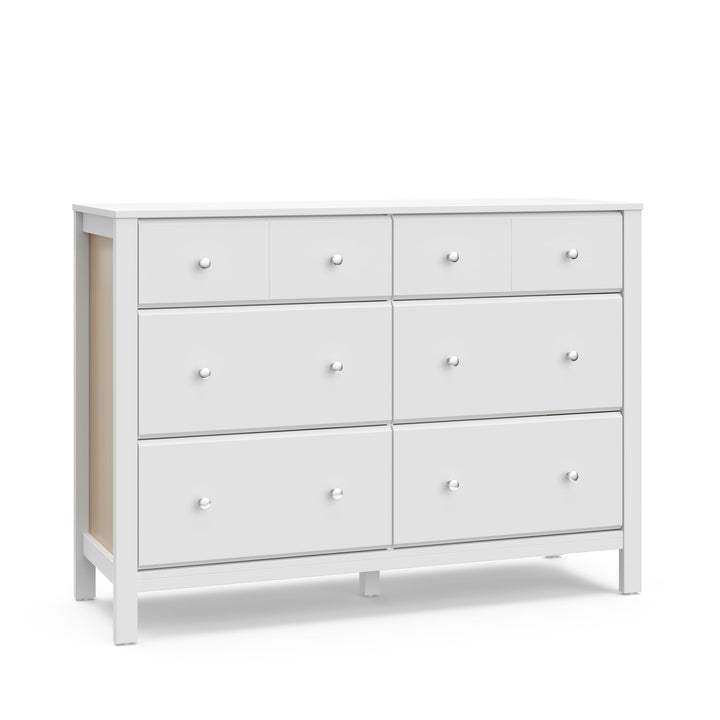 Storkcraft Horizon 6 Drawer Dresser (White with Driftwood) - GREENGUARD Gold Certified, 6 Drawer Dresser with Interlocking Drawer System, Dresser Drawer Organizer for Kids' Bedroom