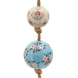 74" Long Porcelain Ball Garland in Baby Blue and Ivory Sakura 4" X Multi Color Oriental Glossy