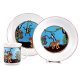 Jungle Porcelain Kids Dinnerware Set Of 3 Multi Color Round 4 Piece Dishwasher Safe Microwave