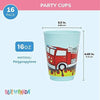 16 Oz Plastic Tumbler Cups Fire Truck Birthday rty Supplies (Blue