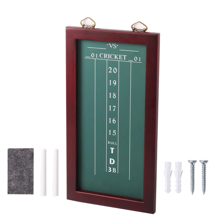 Chalk Game Scoreboard for Board Cricket 01 Games with Chalks and Wipe Brown Wood