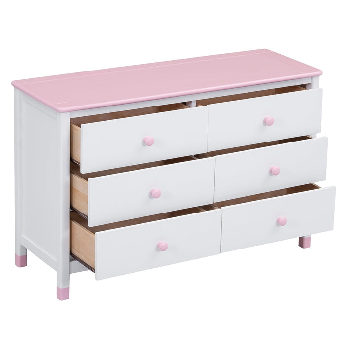 Wooden Storage Dresser with 6 Drawersstorage Cabinet for Kids