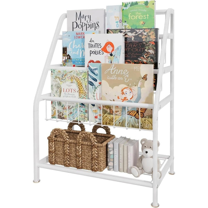 Kids Bookshelf Freestanding Metal Bookcasewhite White Contemporary Finish