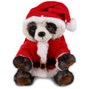 Santa Squat Panda Bear Stuffed Animal with Red Outfit 10 Inches Black White Polyester