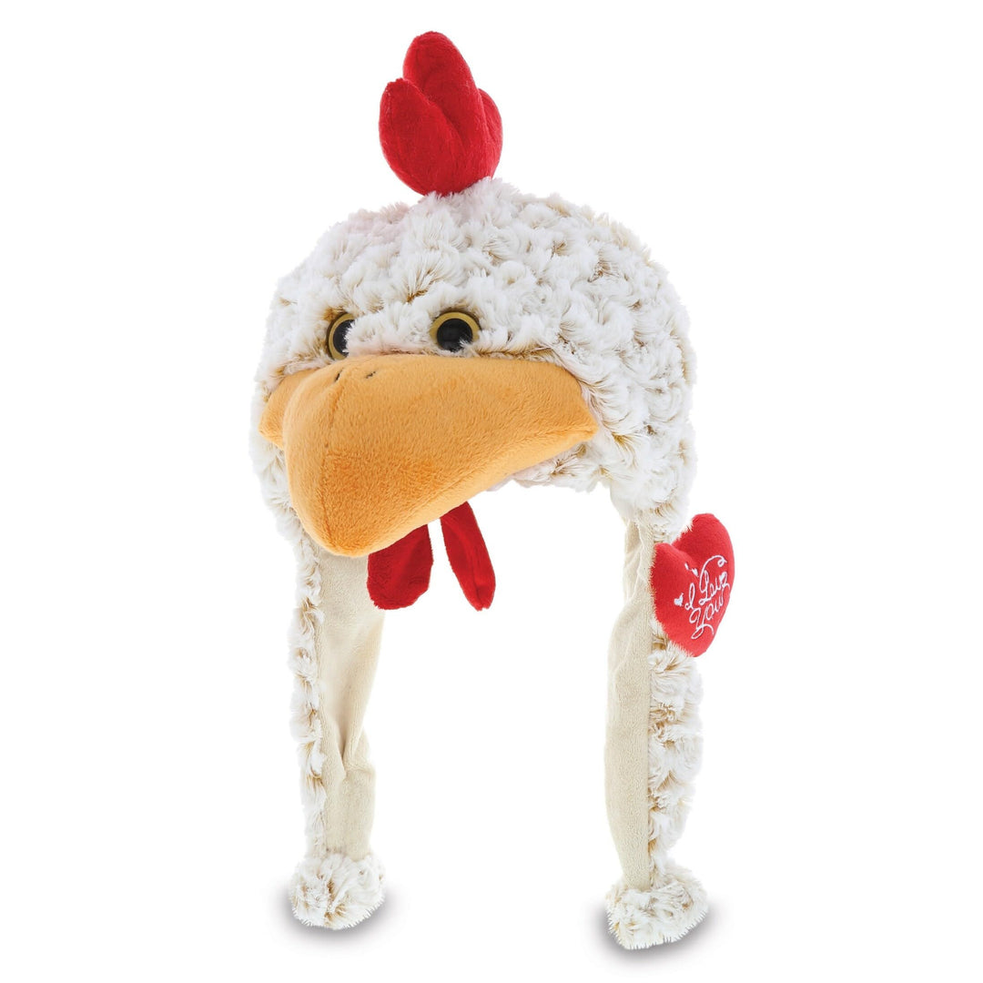 I Love You Plush Rooster Hat with 18 Inches Long Orange White Polyester