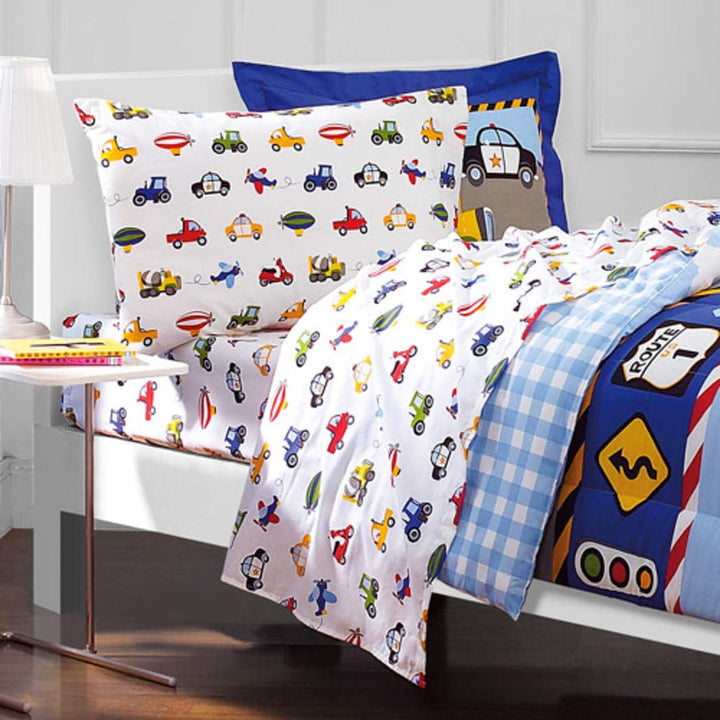 Multi Color Transportation Themed Comforter Set With Sheets Twin Cars