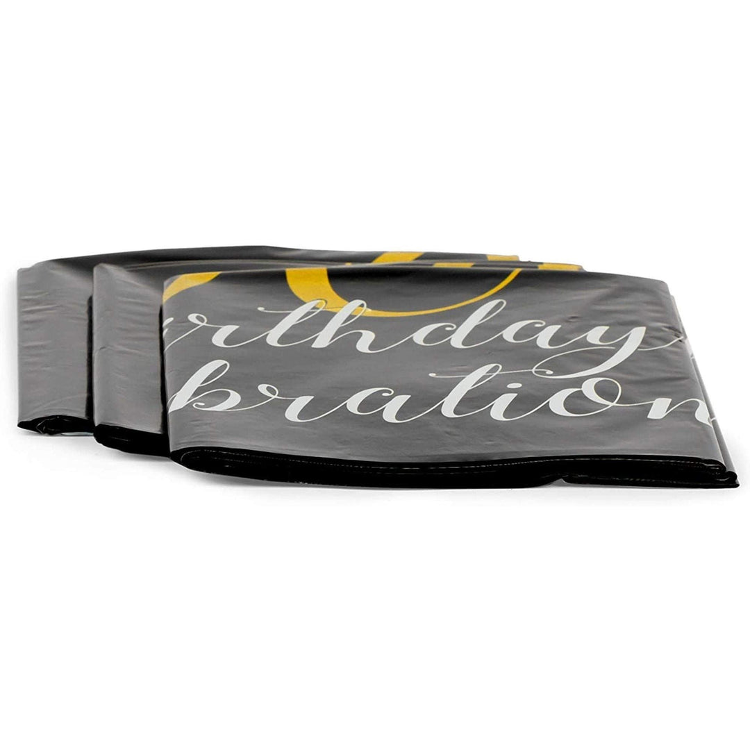 90th Birthday Party Decorations Plastic Tablecloth (54 X in 3-Pack) Black Design Rectangle Vinyl