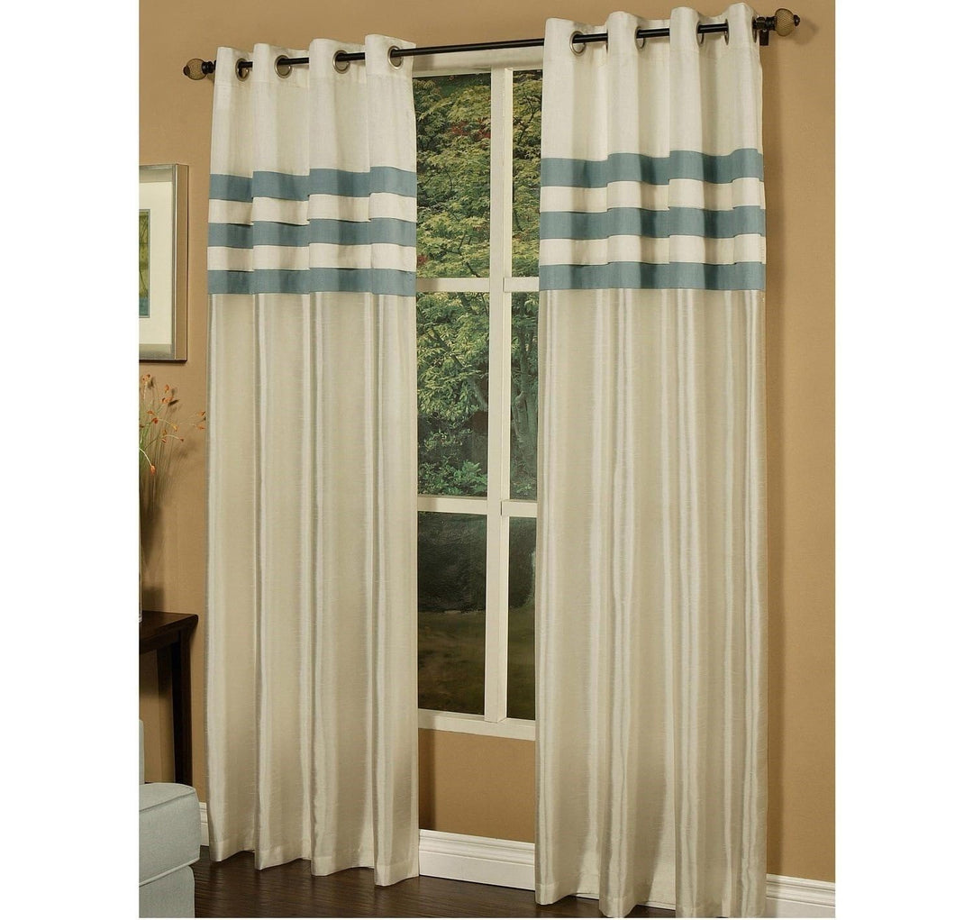 Girls Rugby Stripes Curtains Panel Pair Set