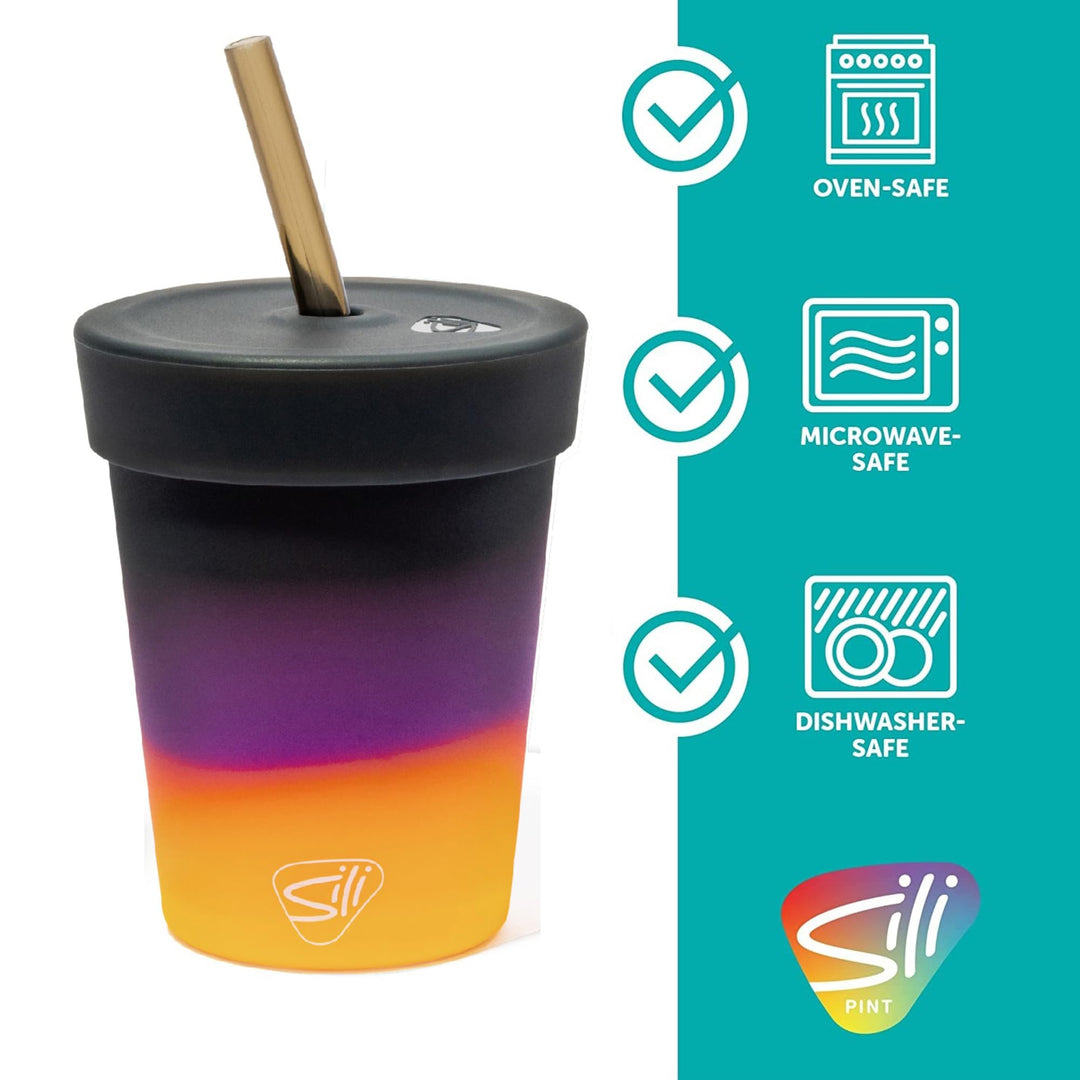 Silipint: Silicone Kids 8oz Straw Tumblers: 2 Pack - Sun Storm