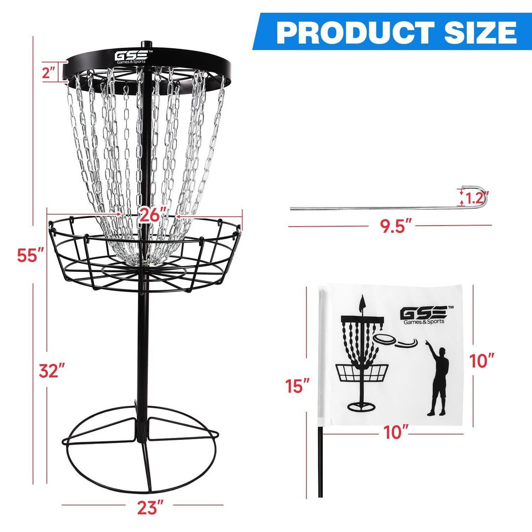 Professional Portable 24-Chain Disc Golf Targets Basket Pro Practice Goal Baskets Black