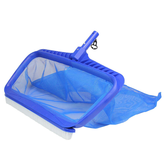 Blue Professional Deep Bag Swimming Pool Skimmer Rake and Brush Combo Plastic