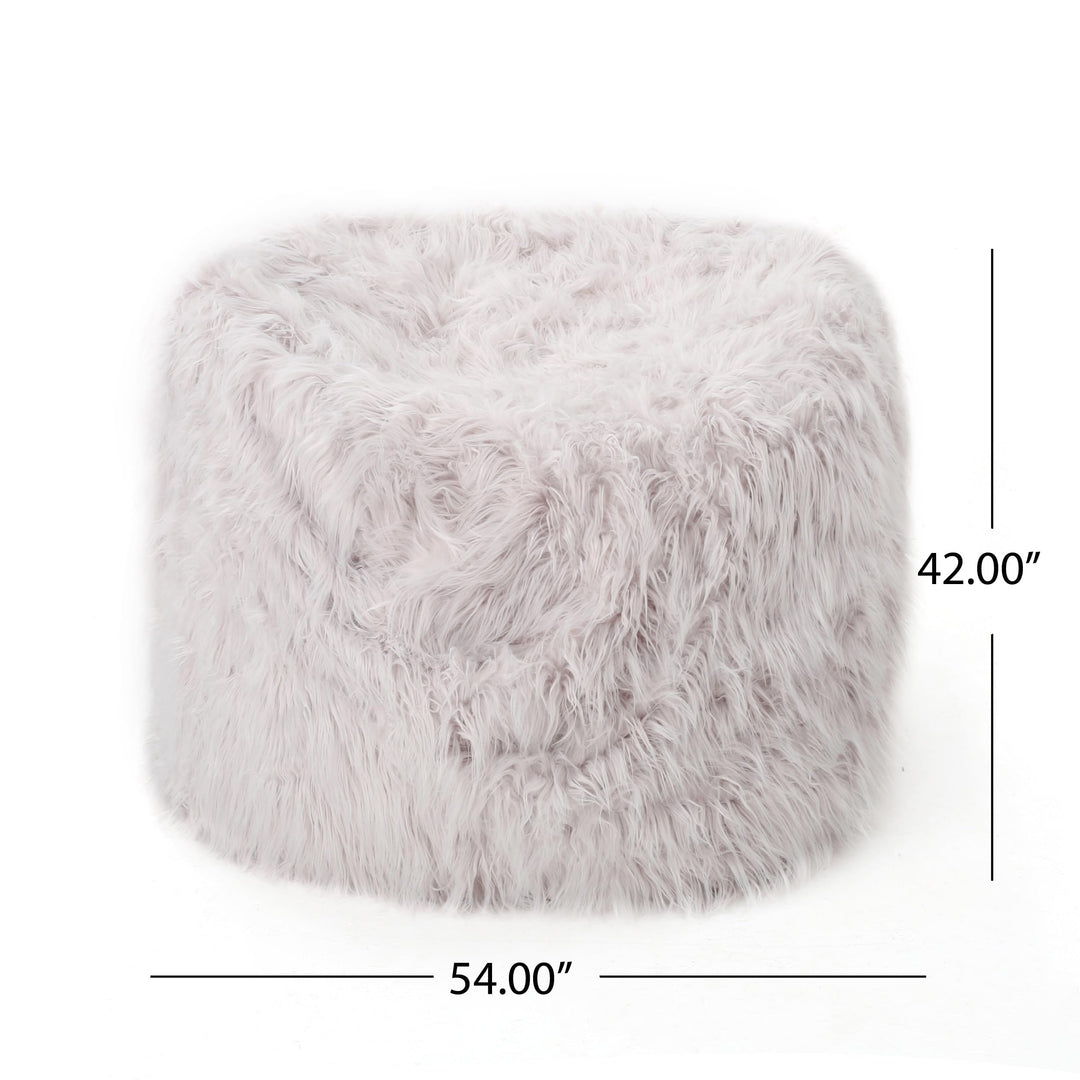 Rounded Fur Bean Bag with Softness and Comfort White Modern