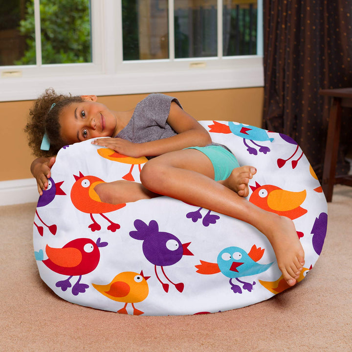 Posh Beanbags Bean Bag Chair Large-38in Canvas Birds