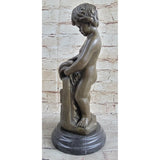 Child Pouring Water Bronze Statue Sculpture Figure 13 Inches X 6 Brown