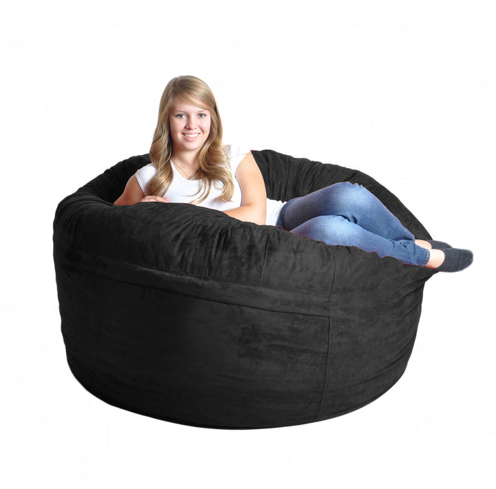 SLACKER sack 5-Feet Foam Microsuede Beanbag Chair, Large, Black