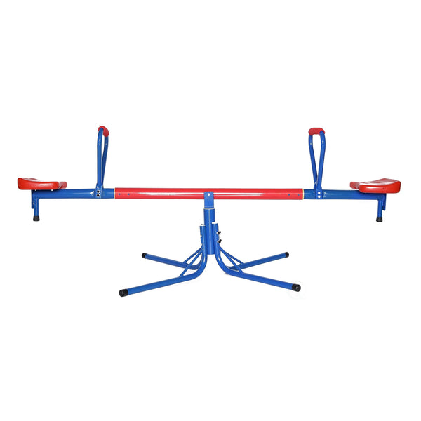 Extendable Outdoor Red and Blue Metal Rotating Seesaw Slide