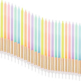 24 Pastel Gold-Dipped Birthday Cake Candles Multi Color Wax