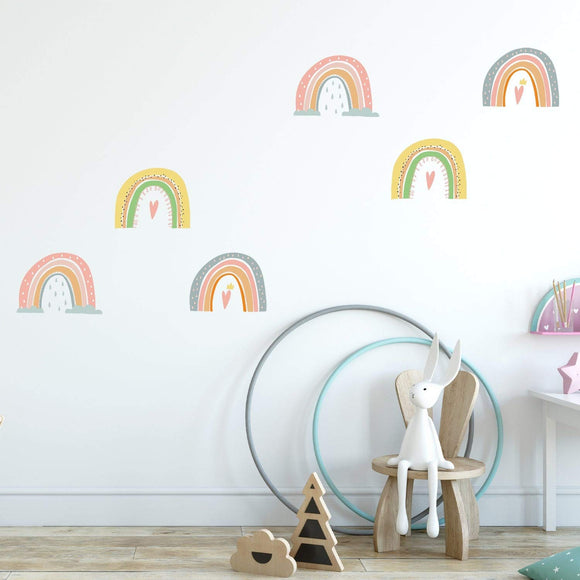 Hand-Drawn Rainbows Children Kids Wall Sticker Nursery Multi Color