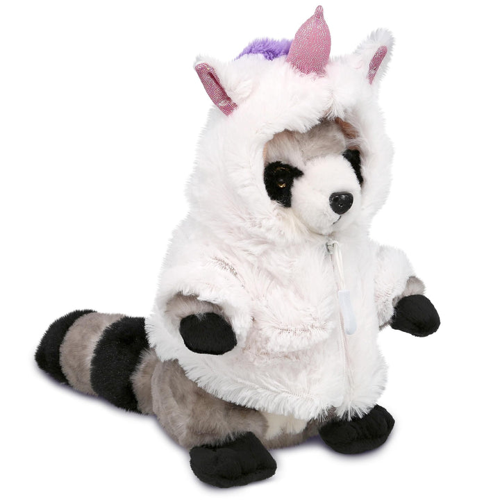 Raccoon Unicorn Plush with Clothes Stuffed Animal Outfit 9 Inches Brown Grey White Polyester