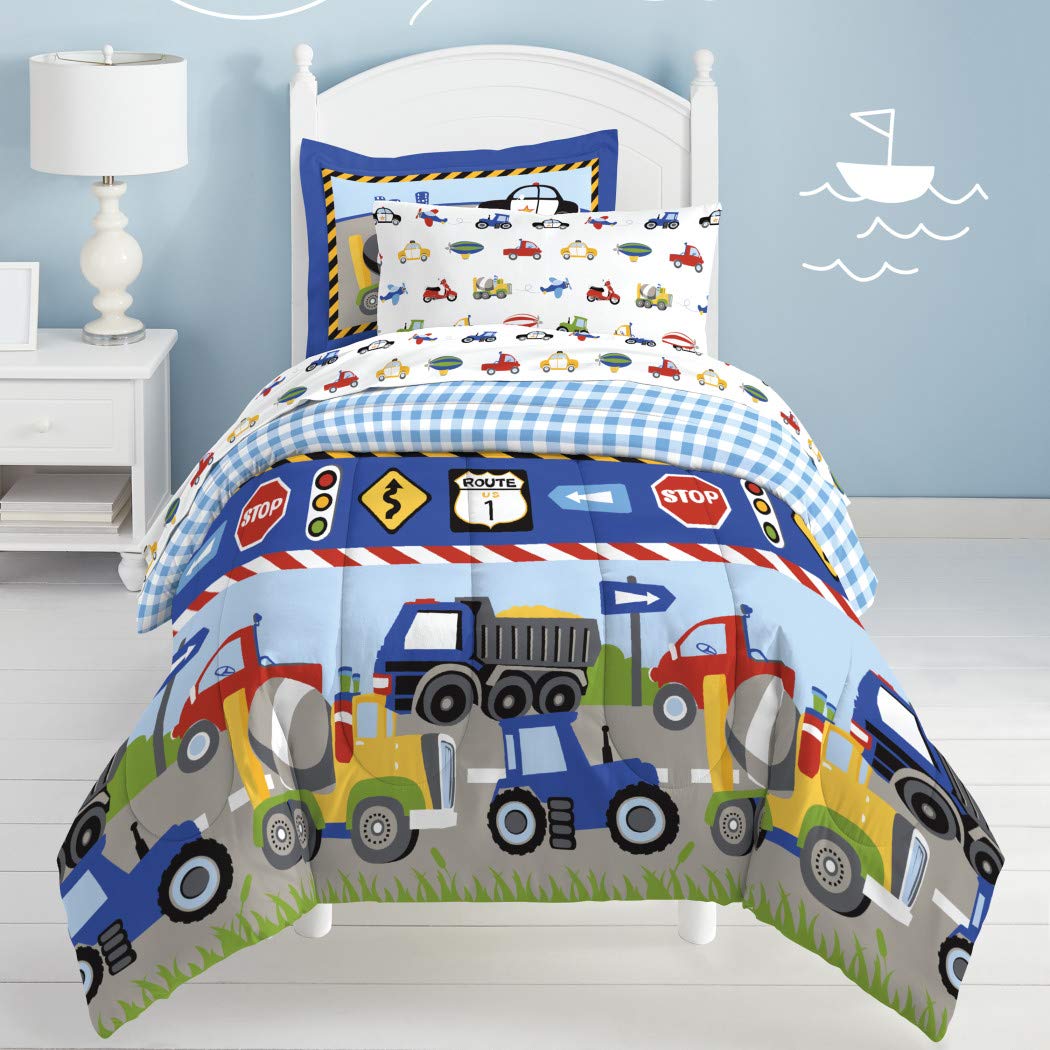 Multi Color Transportation Themed Comforter Set With Sheets Twin Cars