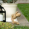 Playful Mom and Baby Bunny Figurine Brown