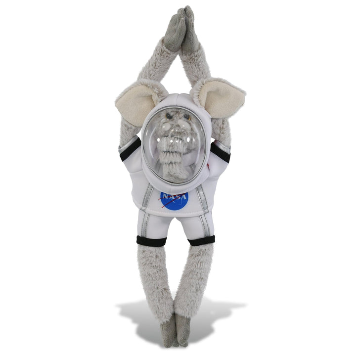 Hanging Elephant Astronaut Plush Toy with Helmet and Suit 21 Inches Grey White Polyester