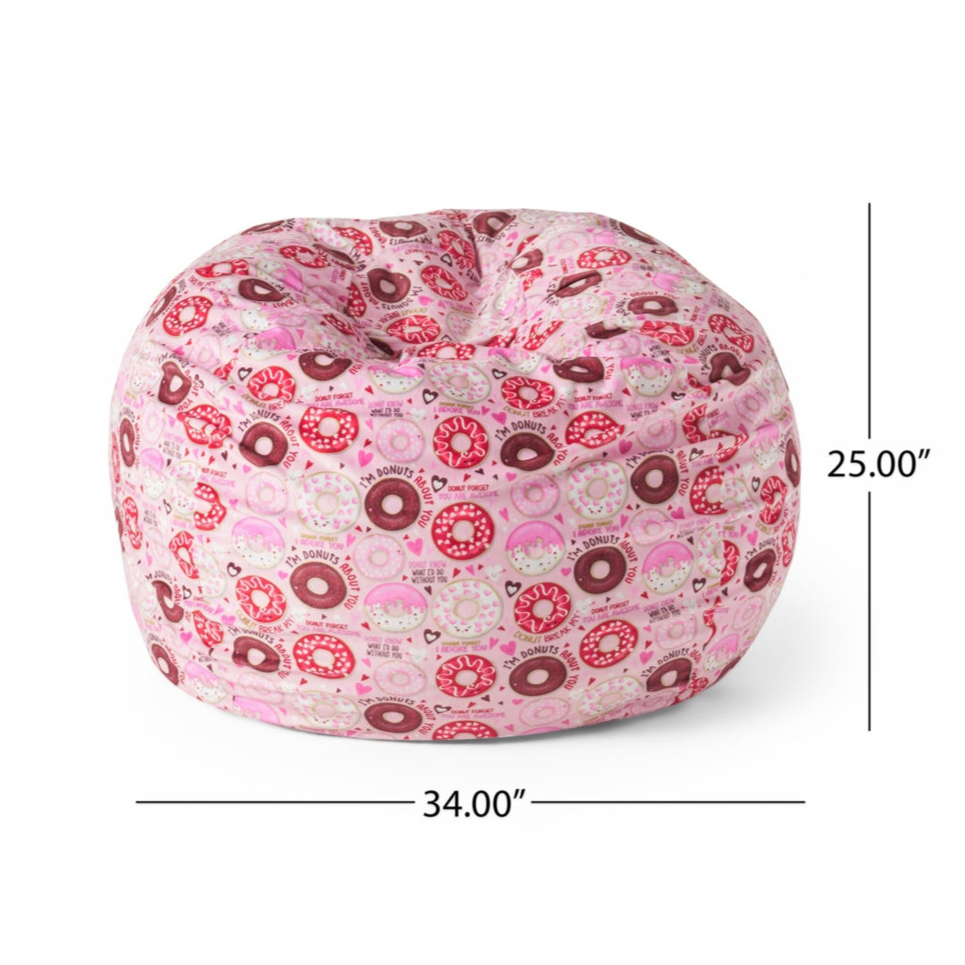 3 Foot Rounded Bean Bag Pink Donut Print