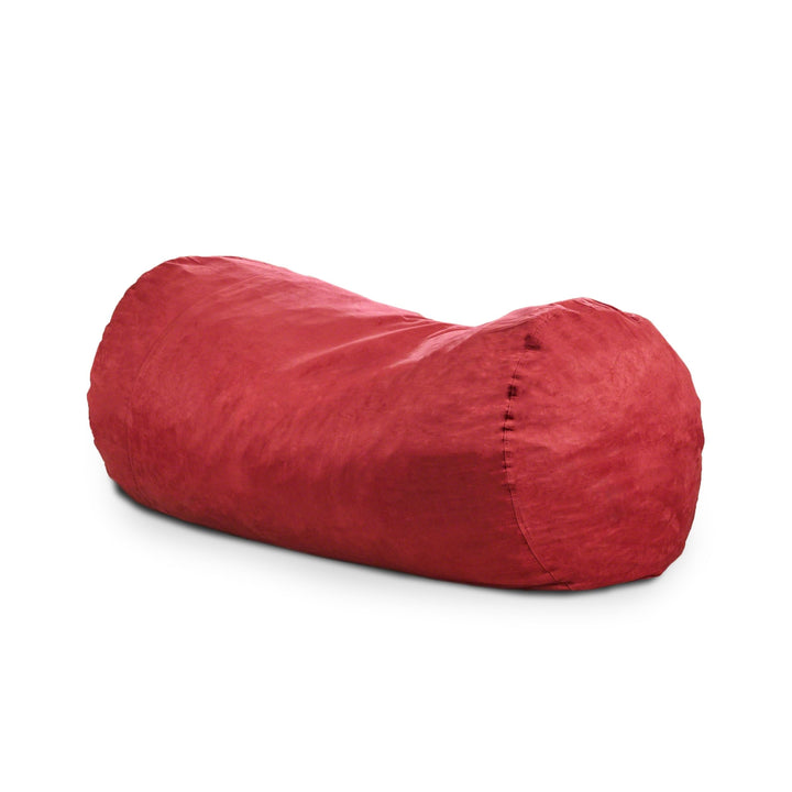 Comfortable Cylindrical Suede Bean Bag with Microfiber Red Modern Contemporary Handmade