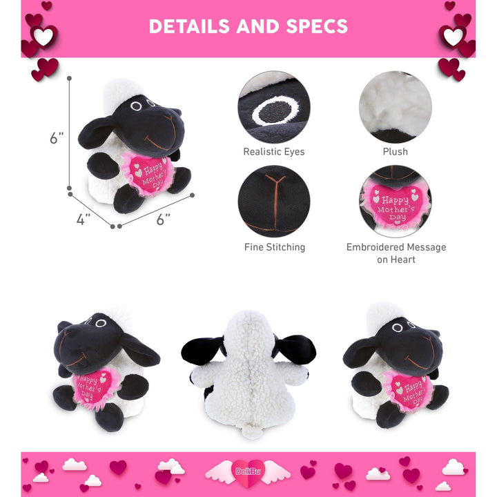 Happy Mother's Day Soft Plush Black Nose Sheep with Pink Heart 6