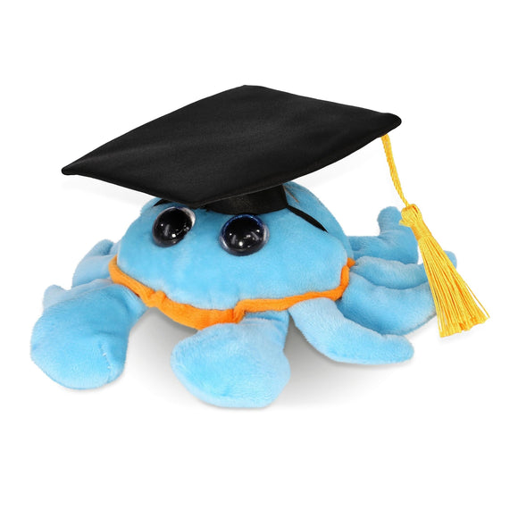 Blue Crab Graduation Plush Toy with Cap 6 Inches Black Polyester