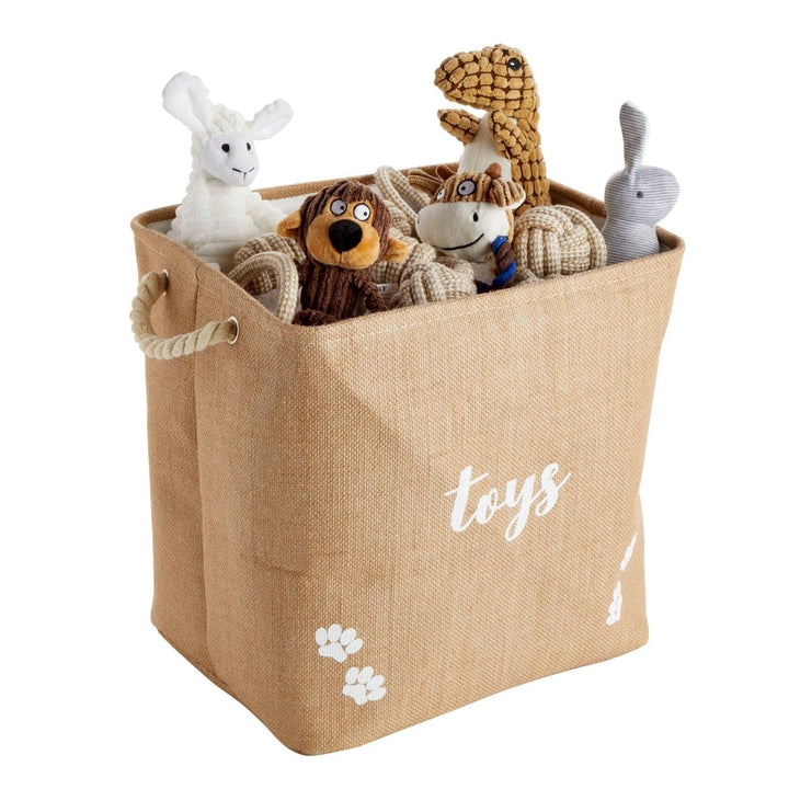 Foldable Pet Toy and Accessory Storage Bin Brown