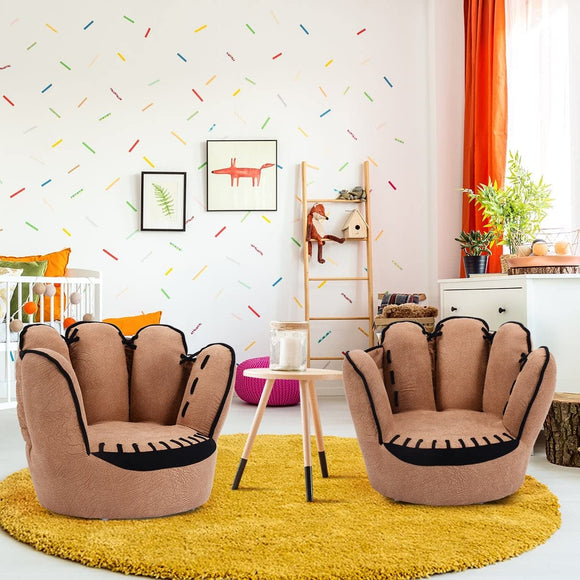 Kids Armrest Sofa Five Finger Children Leisure Upholstered Chair Brown Modern Contemporary Leather Cushioned Seat