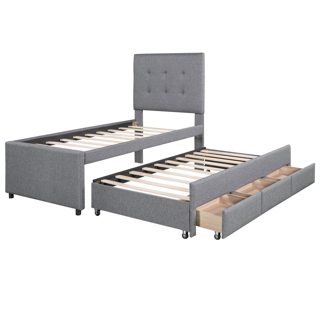 Elegant esign Twin Size aybed Kids Bed with Pull-Out Trundle and 3