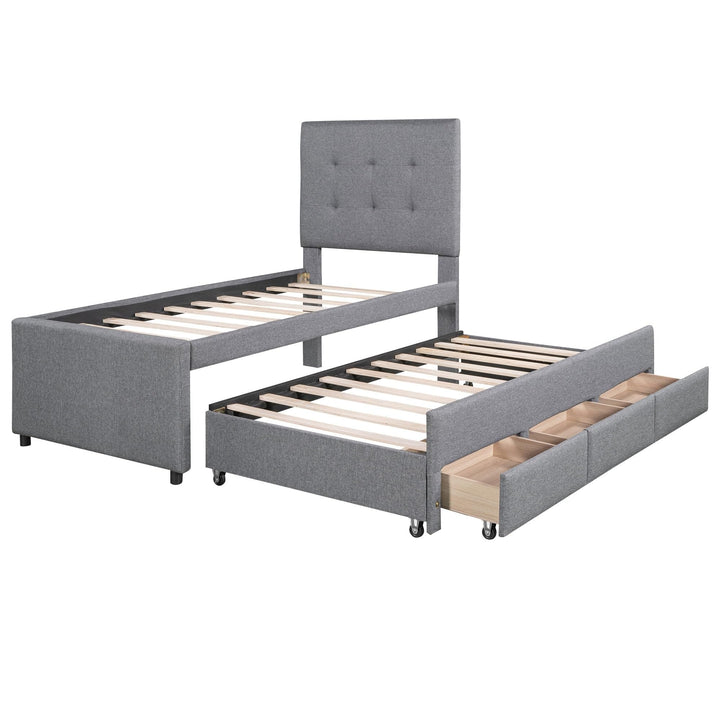 Elegant esign Twin Size aybed Kids Bed with Pull-Out Trundle and 3