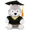 Wolf Graduation Plush Toy with Gown and Cap Tassel 6 Inches Black Grey White Polyester