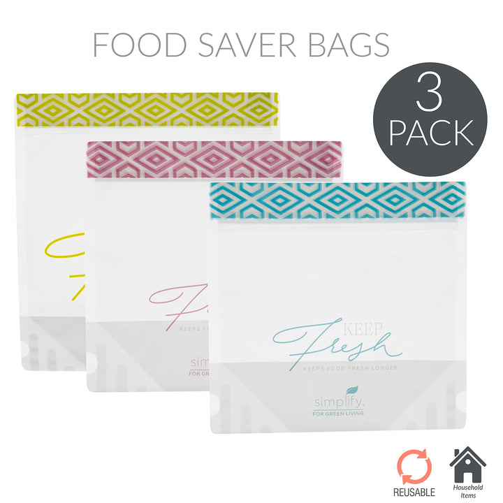 Simplify for Green Living 3 PC Reusable Snack Bags | Kids | Work Lunch