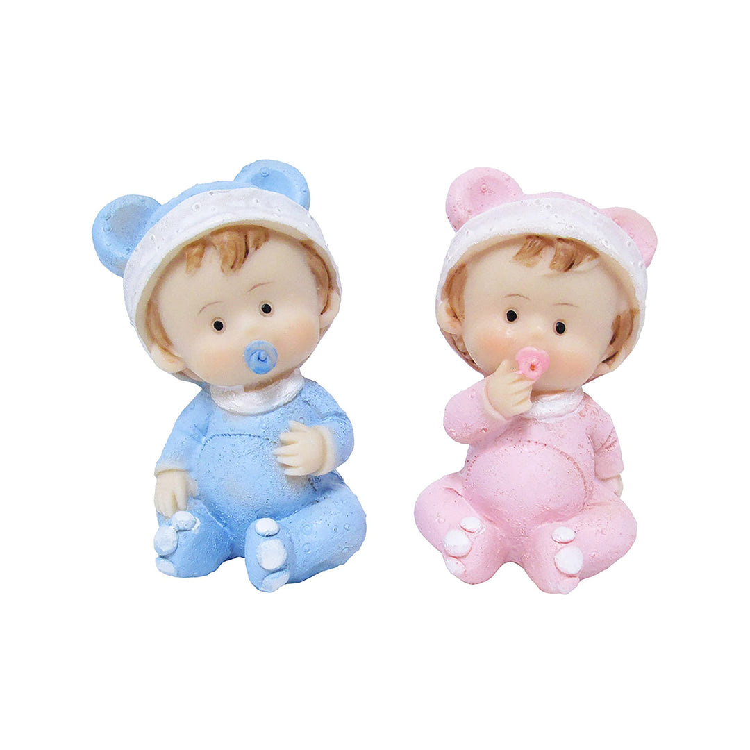 Set of 12 Baby Boy with Pacifier Figurine Blue Shower 3in 3" H X