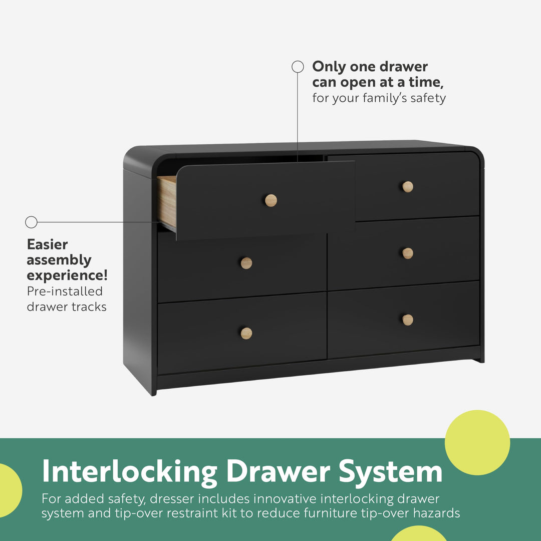 Storkcraft Santos 6 Drawer Dresser (Black) Dresser for Nursery