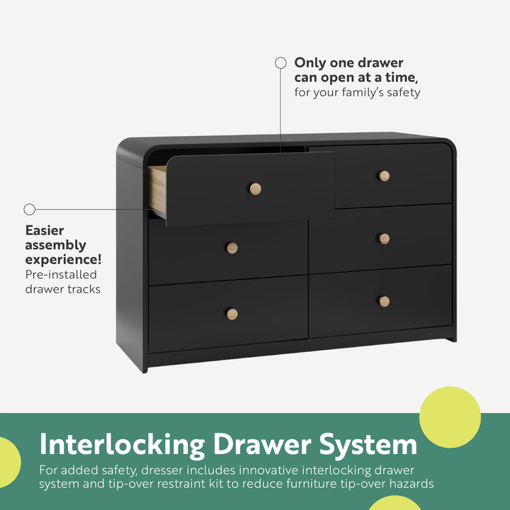 Storkcraft Santos 6 Drawer Dresser (Black) Dresser for Nursery
