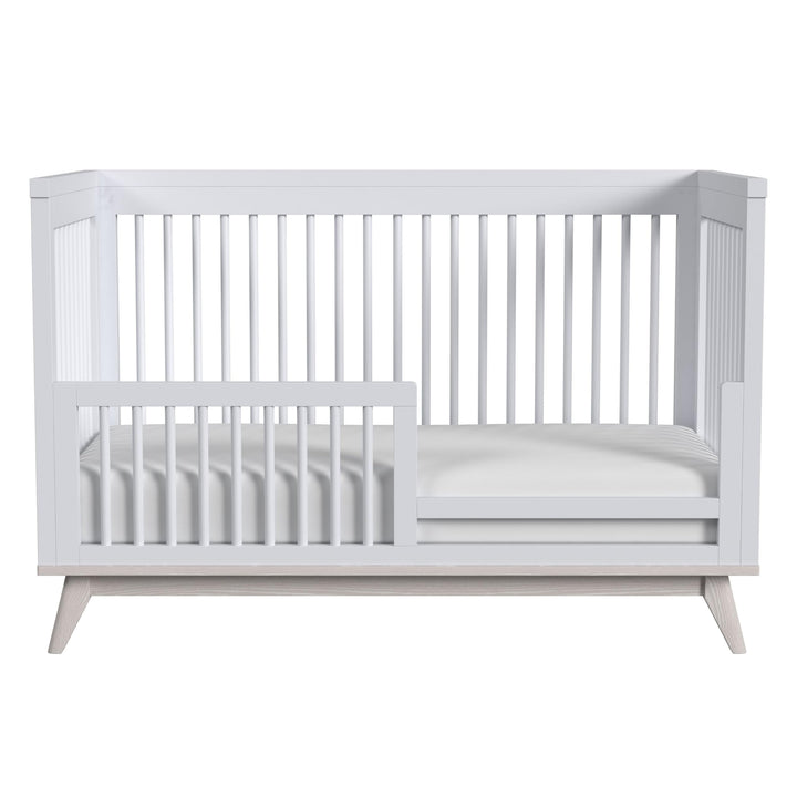 51" Wide Modern Cottage Crib Ash Linen White Contemporary Wood