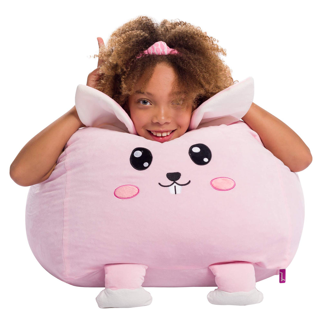 Stuffed Animal Storage Bean Bag Chair Cover only for Kids, Toy Holder