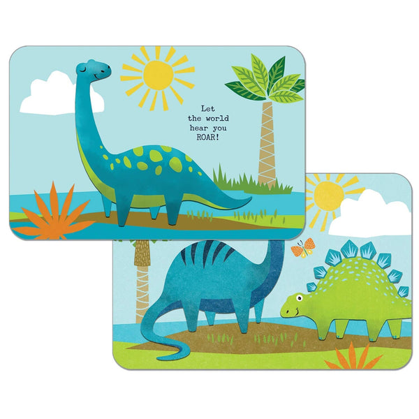 Reversible Wipe-Clean Placemats Set of 4 Kids Dino World Multi Color Rectangle Plastic