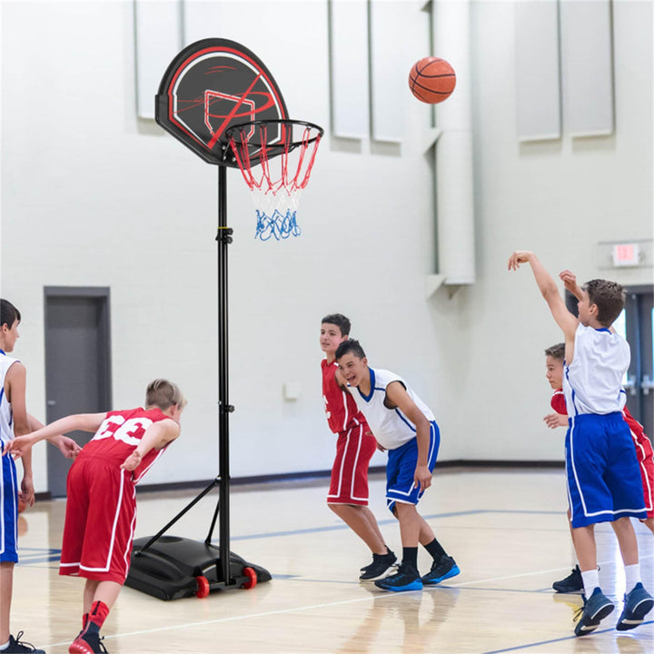 Black Portable Basketball Hoop Stand with Wheels and 2 Nets