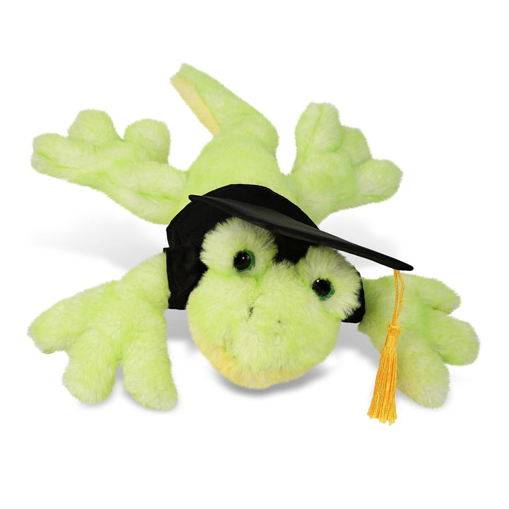 Gecko Graduation Plush Toy with Gown and Cap Tassel 13.5 Inches Black Green Polyester