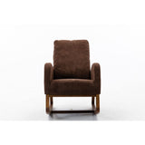 Brown 37'' Modern Nursery Rocking Armchair Comfortable Upholstered