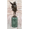 Child Girl Angel Fairy Winged Figure Bronze Sculpture On Green